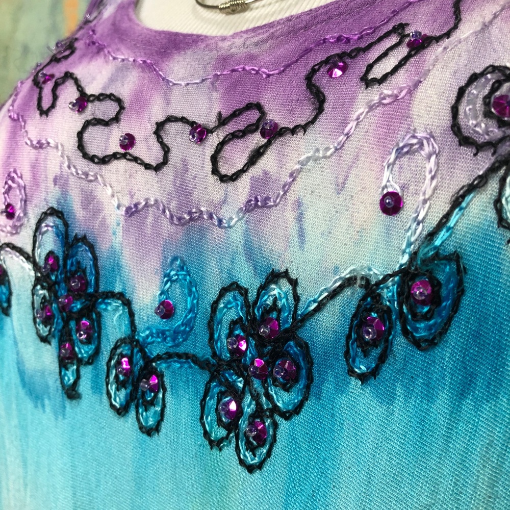 📌Shoreline Handkerchief Relaxed Fit One Size Tie Dye Tank Dress - Picture 5 of 16